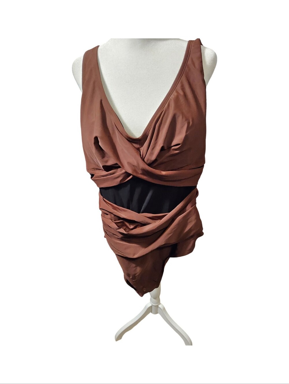 NWOT Cupshe Size 3x Brown  One-Piece Swimsuit with mesh